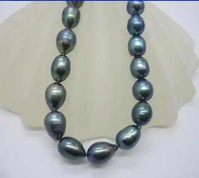 HUGE 18" 9-10MM NATURAL TAHITIAN BLACK PEARL NECKLACE 14k 
HUGE 18" 9-10MM NATURAL TAHITIAN BLACK PEARL NECKLACE 14k