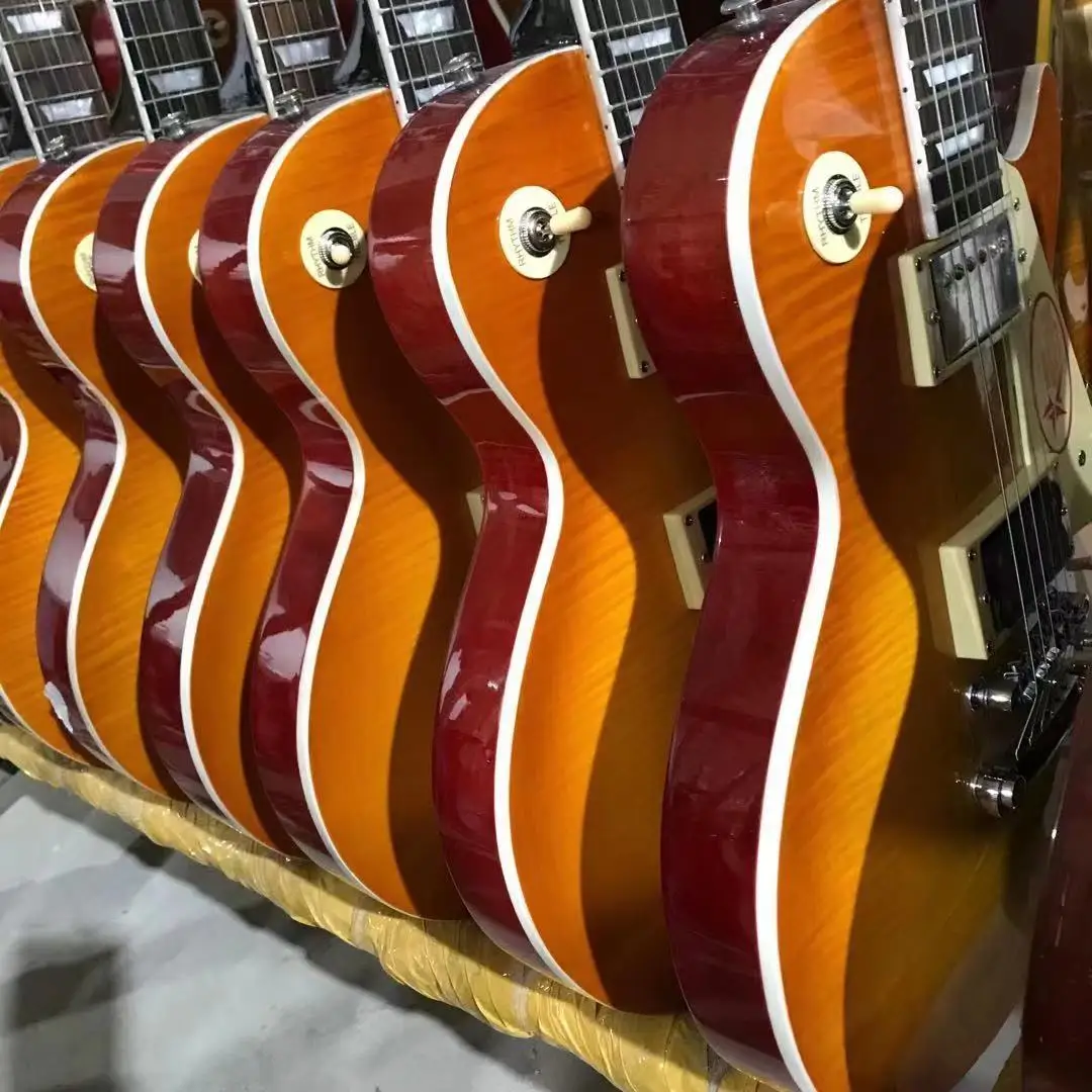 Standard Electric Guitar Tiger Maple Top Classical VOS Jimmy Page Chrome Hardware Free Shipping Chinese Factory Direct
Standard Electric Guitar Tiger Maple Top Classical VOS Jimmy Page Chrome Hardware Free Shipping Chinese Factory Direct