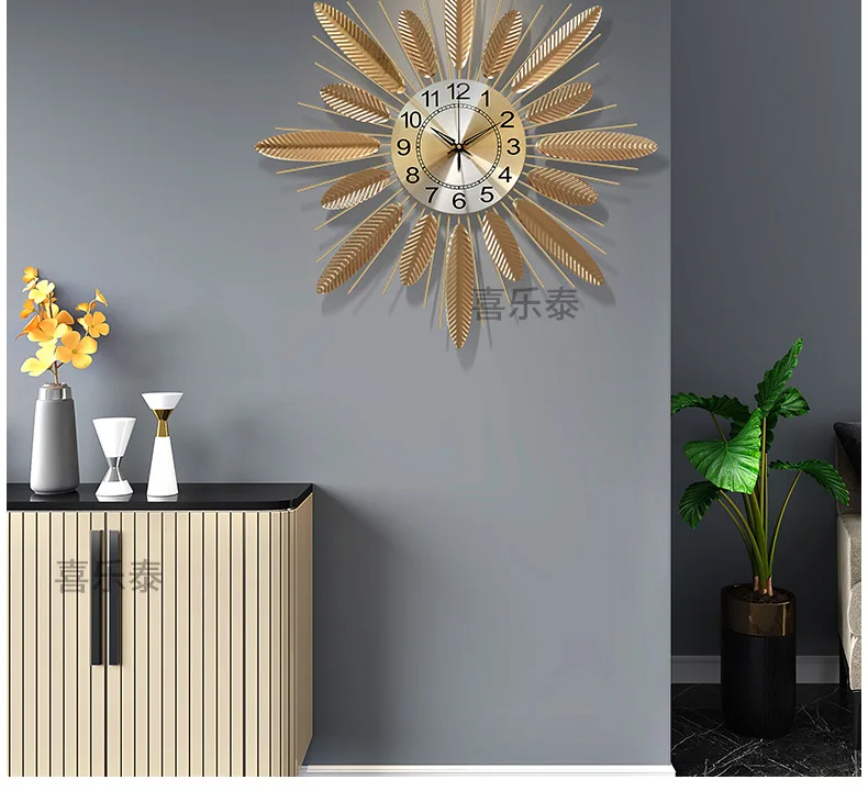 Dining room and living room Fashion simple watch Nordic luxury iron 3D wall clock home decore modern design