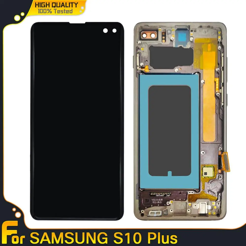 AAA+ Super AMOLED LCD Display For SAMSUNG Galaxy S10 G973F S10+ Plus G975F Touch Screen Digitizer Assembly With Frame | Мобильные