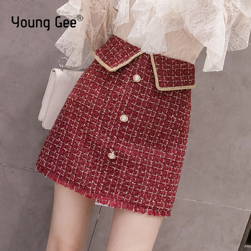 Young Gee Black Burgundy Beige Tweed Skirt Autumn Winter Women Elegant Plaid Jupe Femme Cute Bottoms A-Line Short Mini Skirts
Young Gee Black Burgundy Beige Tweed Skirt Autumn Winter Women Elegant Plaid Jupe Femme Cute Bottoms A-Line Short Mini Skirts