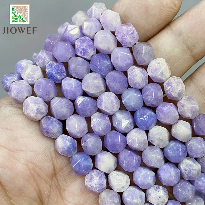 

Smooth Natural Stone Faceted Light Purple Chalcedony Spacer Beads For Jewelry Making DIY Charms Bracelets Necklace 14" Inch 8mm