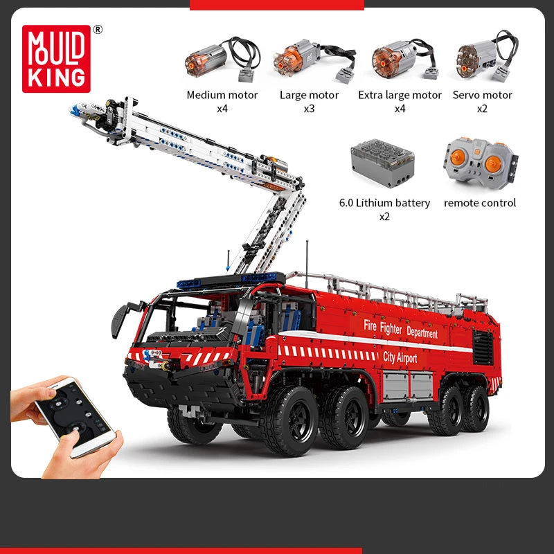MOULD KING-Remote Control Airport Rescue Fire Truck Assembly MOC-4446 Building Block Toy Set Boy Birthday Christmas Gift 19004
MOULD KING-Remote Control Airport Rescue Fire Truck Assembly MOC-4446 Building Block Toy Set Boy Birthday Christmas Gift 19004