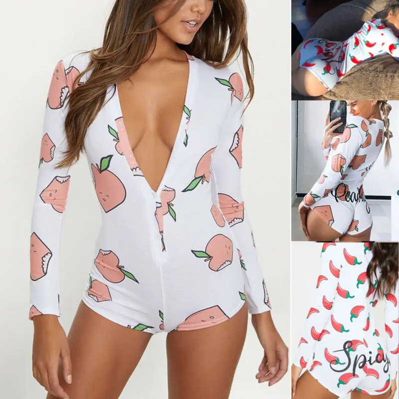 Ladies Deep V Neck Playsuit Long Sleeve Bodycon Playsuit Peach Print Button Slim Clubwear Cropped Jumpsuit Short Party Romper 
Ladies Deep V Neck Playsuit Long Sleeve Bodycon Playsuit Peach Print Button Slim Clubwear Cropped Jumpsuit Short Party Romper