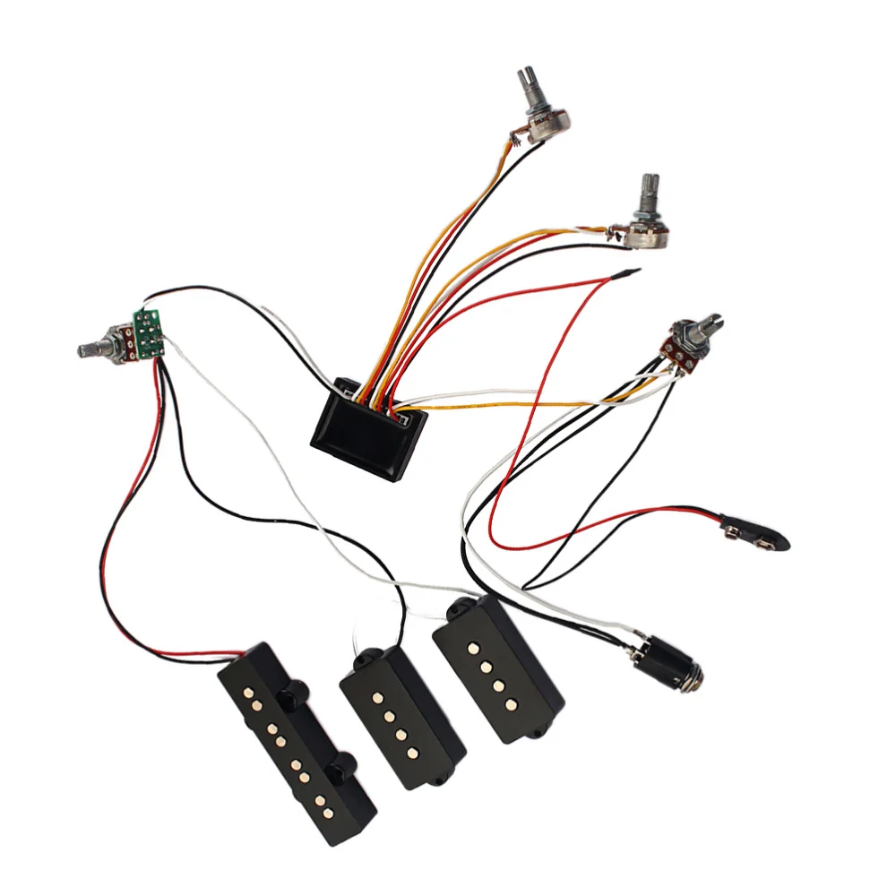 3 Band Equalizer EQ Preamp Circuit Bass Guitar Tone Control Wiring Harness and JP Pickup Set for Active Bass Pickup
3 Band Equalizer EQ Preamp Circuit Bass Guitar Tone Control Wiring Harness and JP Pickup Set for Active Bass Pickup