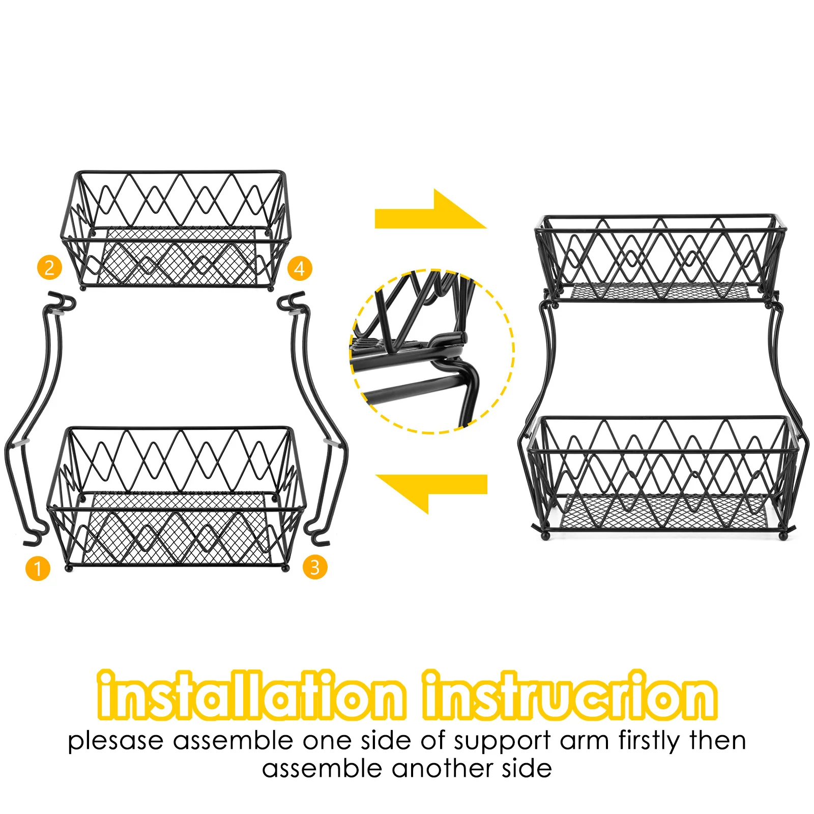 2 Tier Fruit Basket Detachable Bread Display Stand Storage Holder Kitchen Vegetable Drain Rack Wrought Iron Fruit Basket
2 Tier Fruit Basket Detachable Bread Display Stand Storage Holder Kitchen Vegetable Drain Rack Wrought Iron Fruit Basket