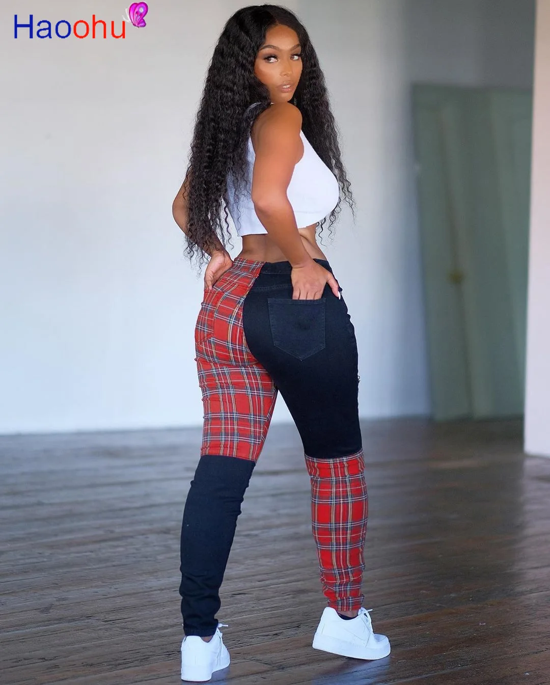 HAOOHU Casual High Waist Splicing Plaid Pants Women Fall Sweatpants Joggers Elastic Fashion Strech Bottom Trousers Leggings
HAOOHU Casual High Waist Splicing Plaid Pants Women Fall Sweatpants Joggers Elastic Fashion Strech Bottom Trousers Leggings