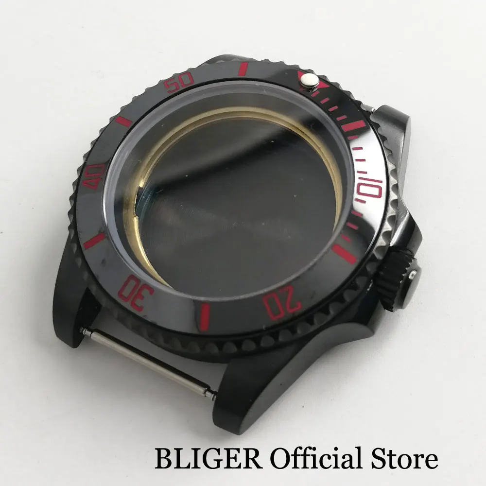 Чехол для часов BLIGER Fit NH35 NH35A NH36 NH36A 40 мм с Черным PVD покрытием без Циклопа