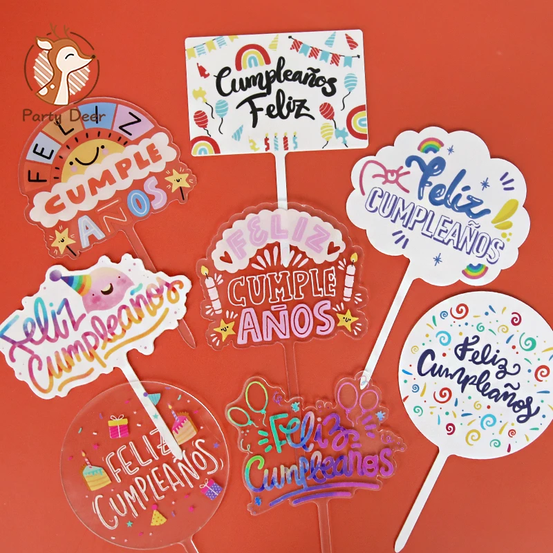 Feliz cumpleaños. Español Acrylic colorful Happy Birthday Cake Topper in Spanish for Party Decoration Baking Supplies Gifts
Feliz cumpleaños. Español Acrylic colorful Happy Birthday Cake Topper in Spanish for Party Decoration Baking Supplies Gifts