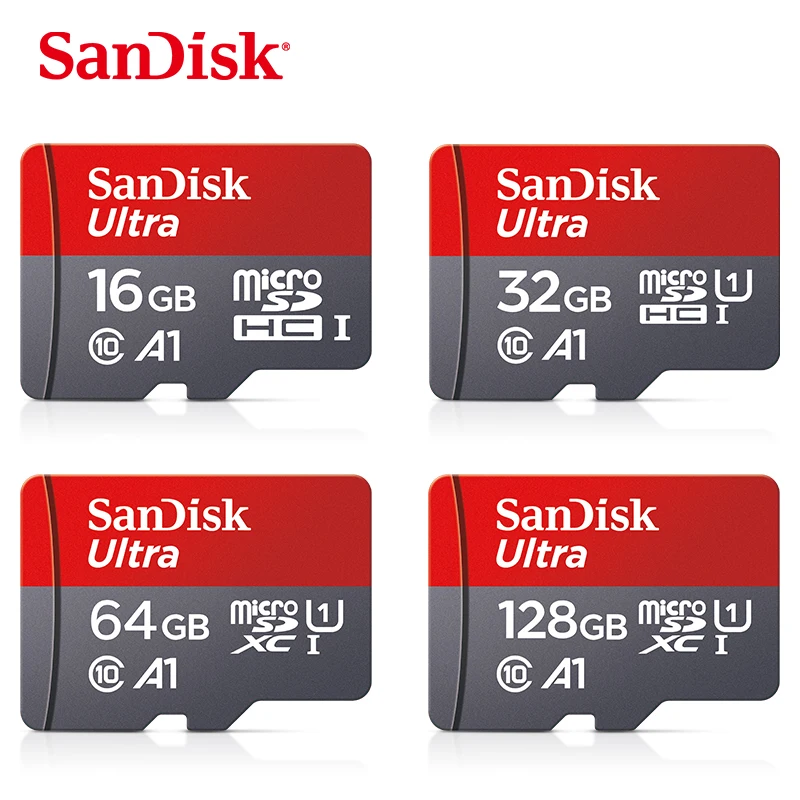 

Original SanDisk Memory card 16GB 32GB 64GB Class10 128GB 256GB Ultra A1 microSDHC/SDXC 120MB/s UHS-I flash micro SD Card C10