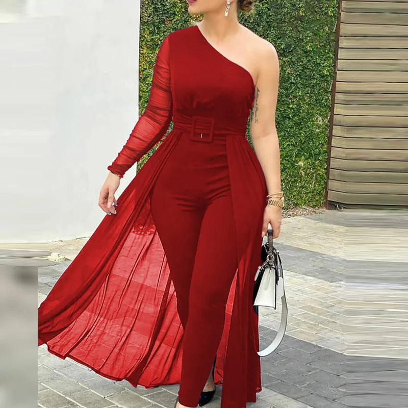 2021 Elegant One Shoulder Jumpsuit Ladies Fashion Sexy Hollow Out Mesh Party Playsuits Women Spring Off Shoulder Bodysuit Romper
2021 Elegant One Shoulder Jumpsuit Ladies Fashion Sexy Hollow Out Mesh Party Playsuits Women Spring Off Shoulder Bodysuit Romper
