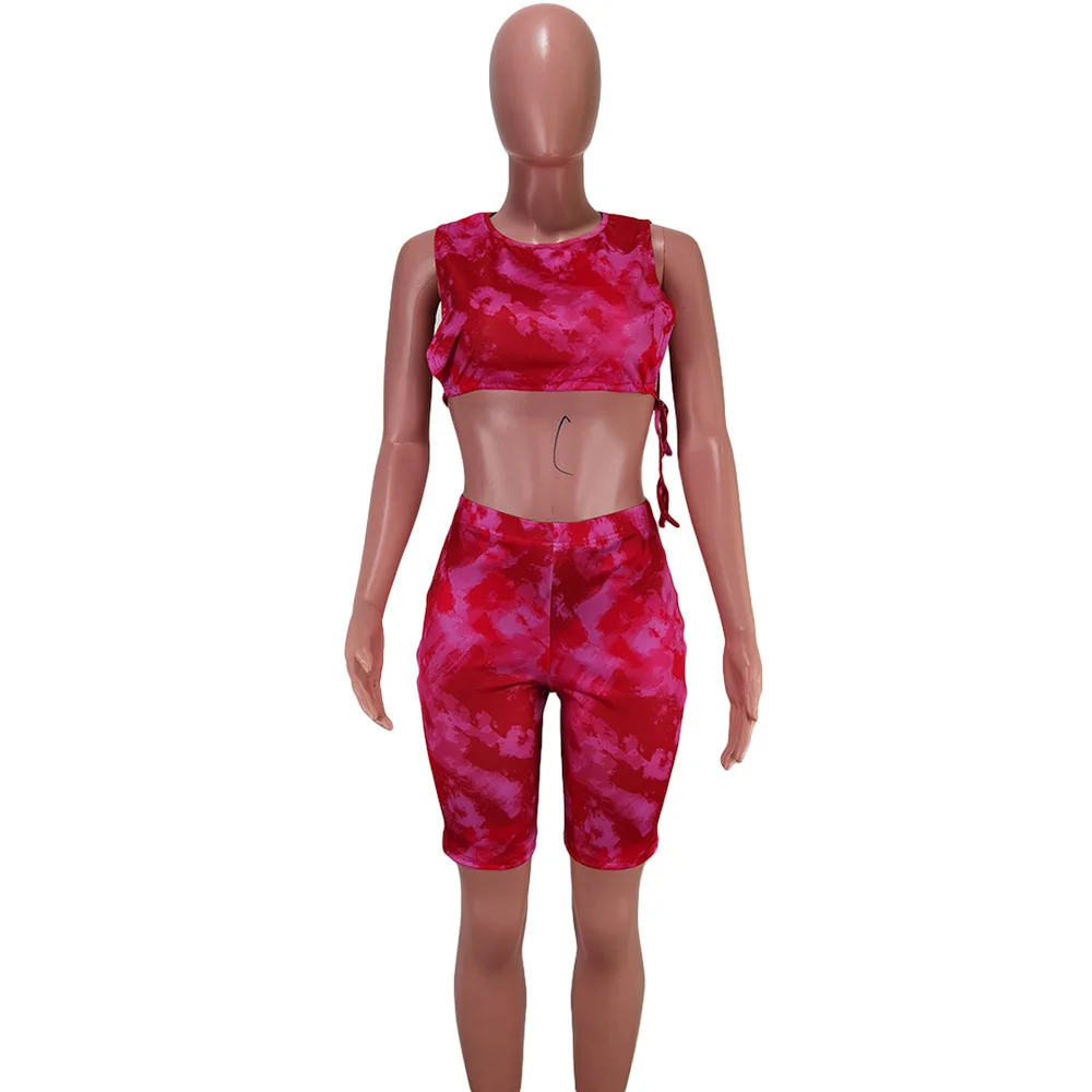 2021 Women Fitness Two Piece Suit Tie Dye Sleeveless Hollow Crop Top Tight Knee Length Pant Sweatsuit Lounge Wear Matching Sets
2021 Women Fitness Two Piece Suit Tie Dye Sleeveless Hollow Crop Top Tight Knee Length Pant Sweatsuit Lounge Wear Matching Sets