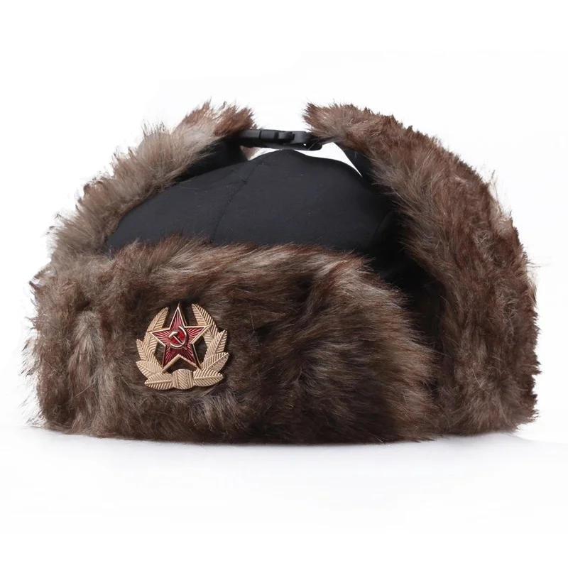 Men's Soviet CCCP Badge Ushanka Bomber Hat Women's Warm Faux Fur Winter Hat With Earflap Windproof Military Army Snow Cap Bonnet
Men's Soviet CCCP Badge Ushanka Bomber Hat Women's Warm Faux Fur Winter Hat With Earflap Windproof Military Army Snow Cap Bonnet