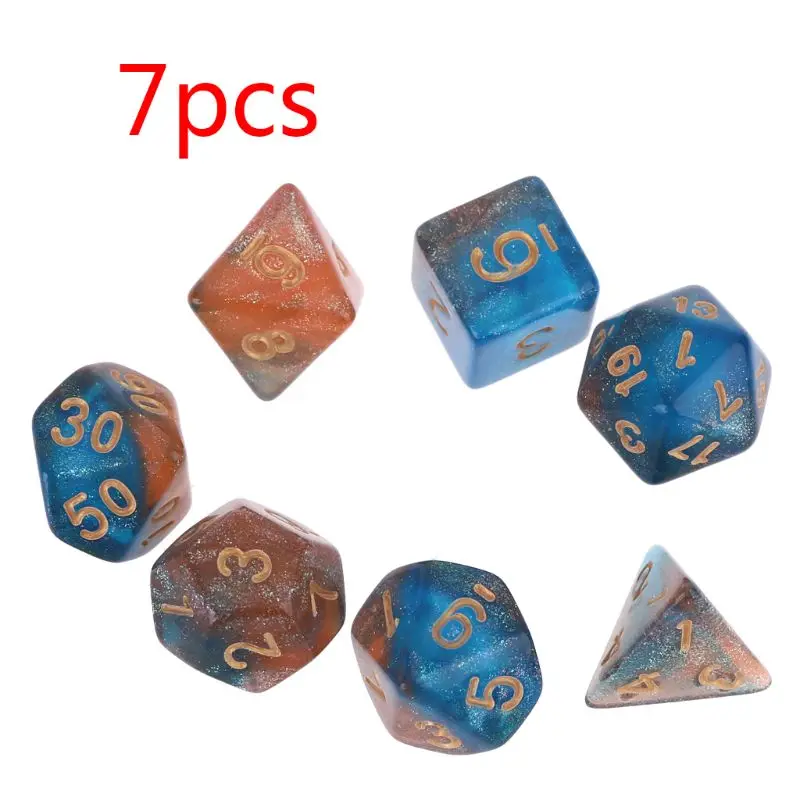 

7pcs D20 Acrylic Polyhedral Dice Glitter Double Colors 20 Sided Dices Table Board Playing Game for Bar Pub Club Party
