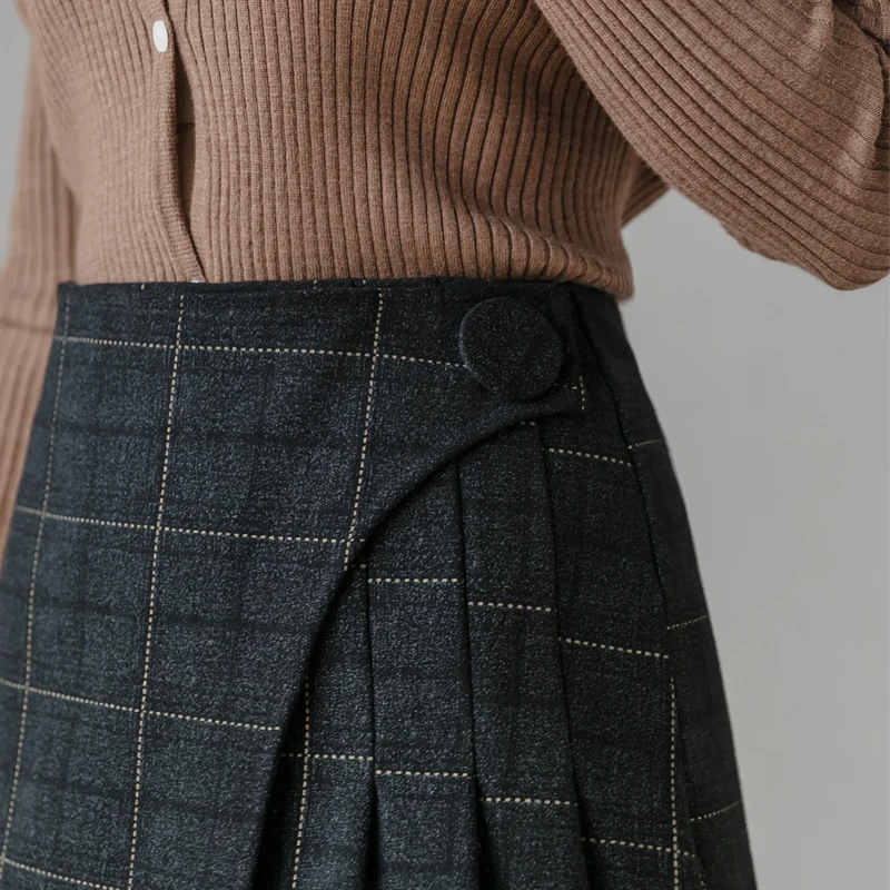 Spring/Autumn New Arrivals Retro Temperament High Waist A-line Office Skirt Ladies Temperament Plaid Pleated Wool Mini Skirt
Spring/Autumn New Arrivals Retro Temperament High Waist A-line Office Skirt Ladies Temperament Plaid Pleated Wool Mini Skirt