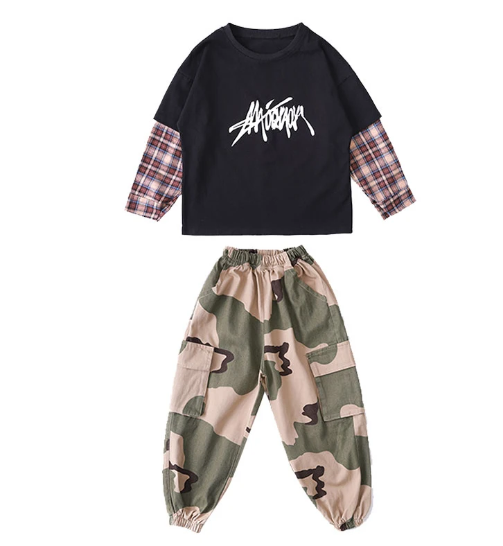 2020 Children Hip-Hop Dance Costumes For Kids Hiphop Plaid Fake Two-Piece Long-Sleeved Camouflage Pants Performance Clothing 
2020 Children Hip-Hop Dance Costumes For Kids Hiphop Plaid Fake Two-Piece Long-Sleeved Camouflage Pants Performance Clothing