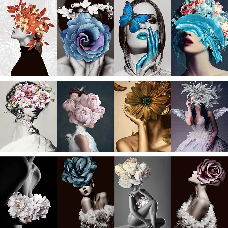 FSBCGT FlowerWoman DIY Painting By Numbers Adults For Drawing On Canvas Oil Coloring Home Wall Art Number Decor | Дом и сад