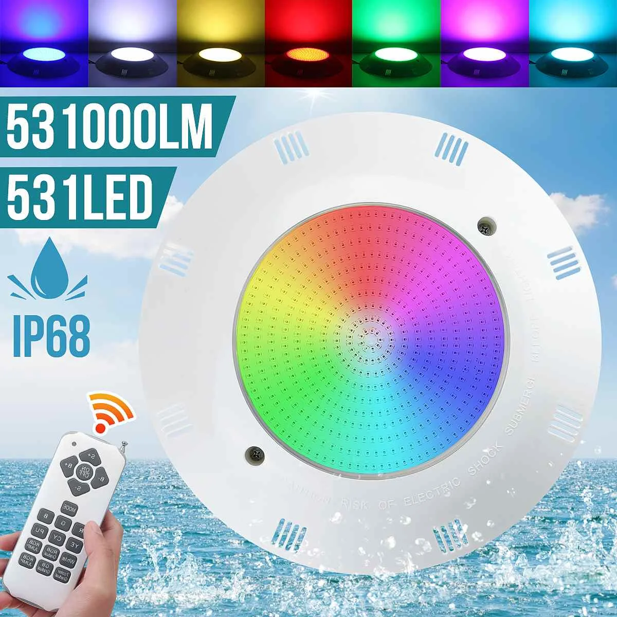 55W 531 LED 2835SMD RGB LED Underwater Swimming Pool Light Lampwith Romete Control Waterproof IP68 Pool Party Fountain Light
55W 531 LED 2835SMD RGB LED Underwater Swimming Pool Light Lampwith Romete Control Waterproof IP68 Pool Party Fountain Light