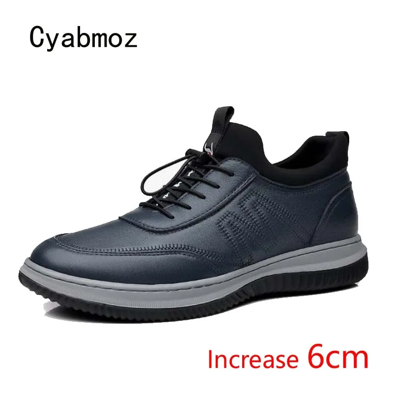 

Cyabmoz Genuine Leather New Man Shoes Height Increasing 6cm Elevator Casual Shoes Fashion Men Lace up Breathable Platform Shoes