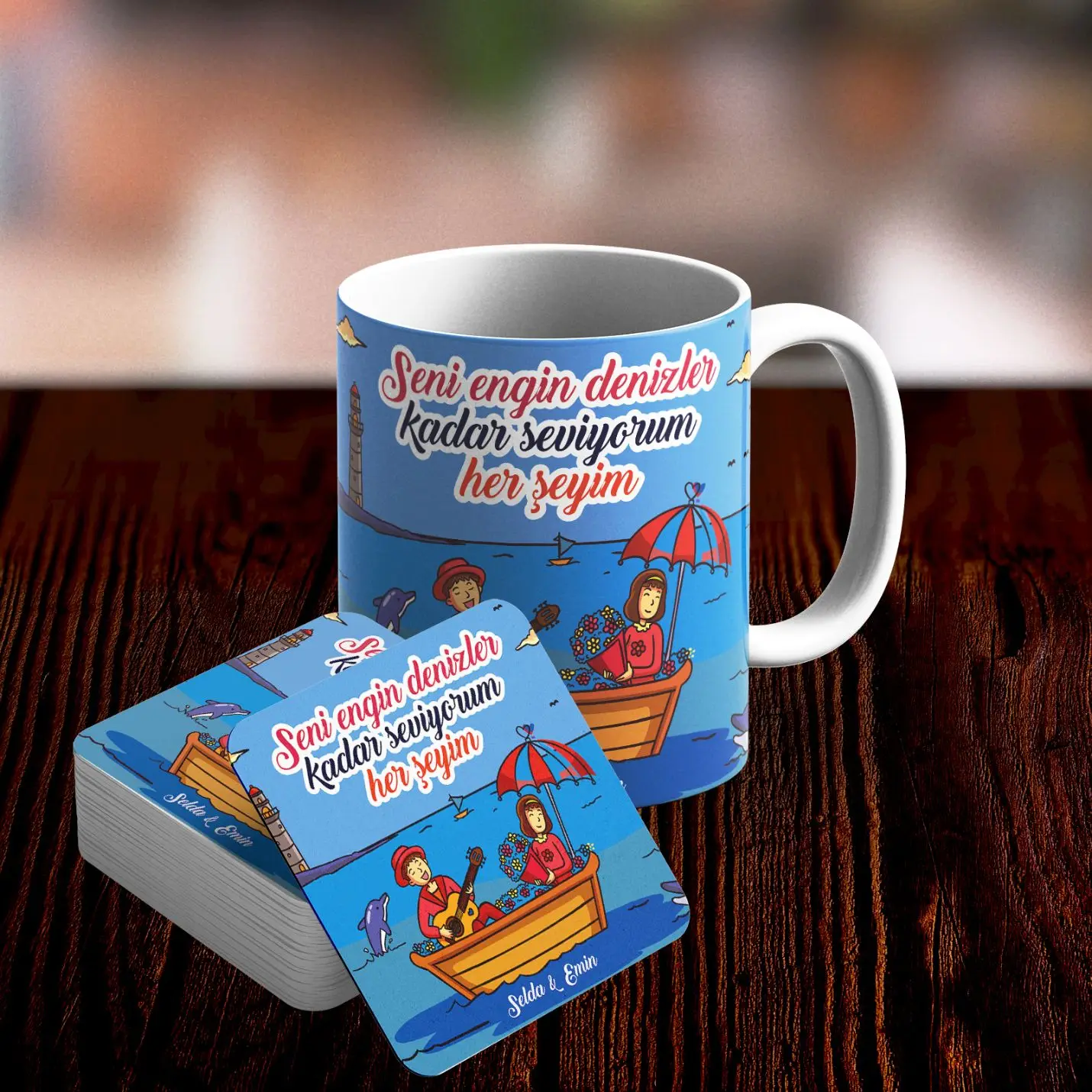 Personalized Romantic Mug and Underlay Set-15