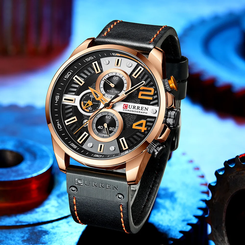Роскошные мужские Бизнес Кварцевые наручные часы с большим циферблатом кожаные