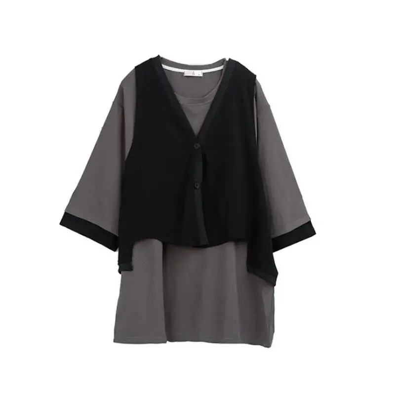 HOUZHOU T-shirt Dress Women Plus Size Mini Dresses Two-piece Suit Summer Large Oversized Streetwear Casual Sundress 2021 Fashion 
HOUZHOU T-shirt Dress Women Plus Size Mini Dresses Two-piece Suit Summer Large Oversized Streetwear Casual Sundress 2021 Fashion