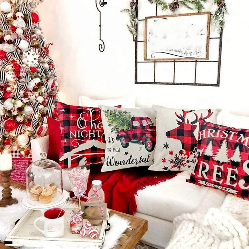 Christmas Pillow Covers Christmas Decorations Buffalo Plaid Throw Pillowcase Farmhouse Cushion Case for Home Decor
Christmas Pillow Covers Christmas Decorations Buffalo Plaid Throw Pillowcase Farmhouse Cushion Case for Home Decor