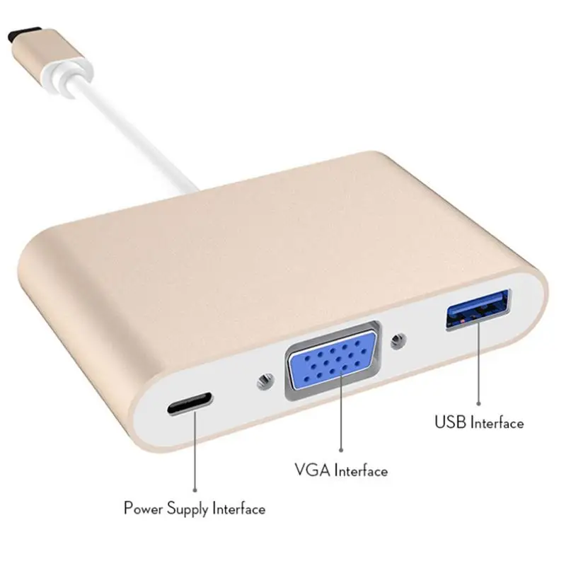 3 in 1 Adapter USB 3.1 Type C to VGA USB 3.0 USB-C Multiport Charging Converter HUB Adapter for Monitor Computer Tablet
3 in 1 Adapter USB 3.1 Type C to VGA USB 3.0 USB-C Multiport Charging Converter HUB Adapter for Monitor Computer Tablet