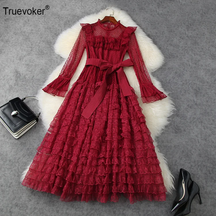 End Women High Runway Lace Cake Prom Dress Lady Full Sleeve Lace Mid Calf Length Party Dress
End Women High Runway Lace Cake Prom Dress Lady Full Sleeve Lace Mid Calf Length Party Dress