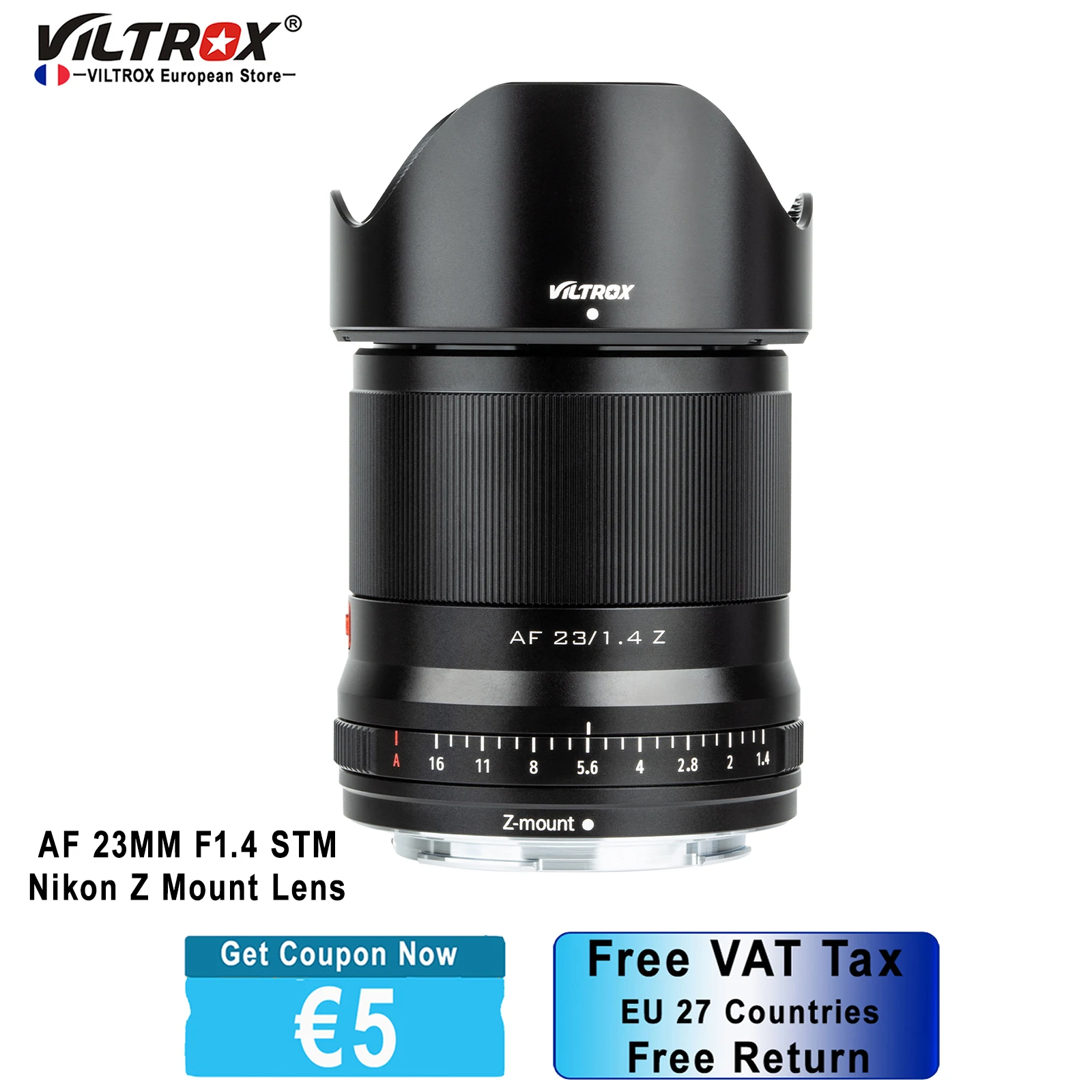 Объектив камеры Viltrox 23 мм F1.4 с автофокусом портрет широкоугольный Большая
