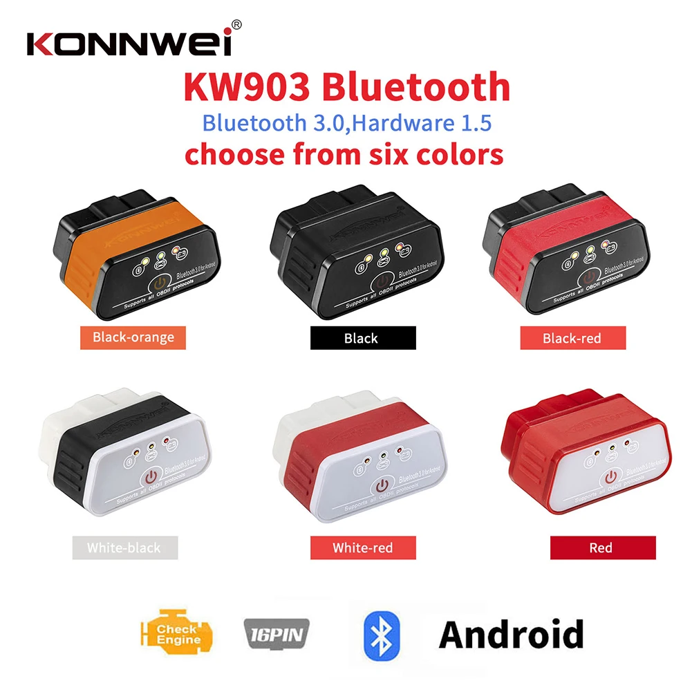 Konnwei KW903 Icar2 bluetooth elm327 V1.5 Pic18f25k80 Chip Auto Fault Detector OBDII Scanner ELM 327 OBD tool for Android
Konnwei KW903 Icar2 bluetooth elm327 V1.5 Pic18f25k80 Chip Auto Fault Detector OBDII Scanner ELM 327 OBD tool for Android