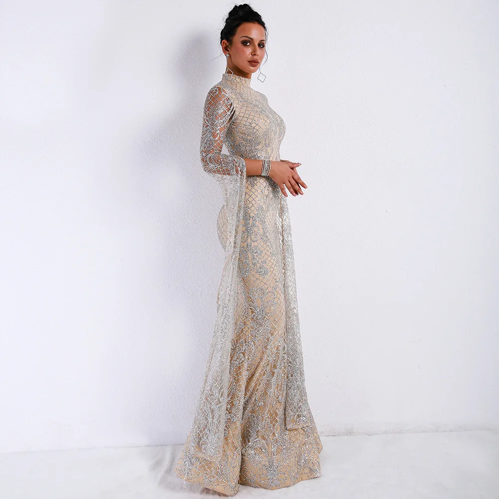 Women dress 2021 new long-sleeved mesh sparkle sequins mop the floor evening dress long skirt foreign trade
Women dress 2021 new long-sleeved mesh sparkle sequins mop the floor evening dress long skirt foreign trade