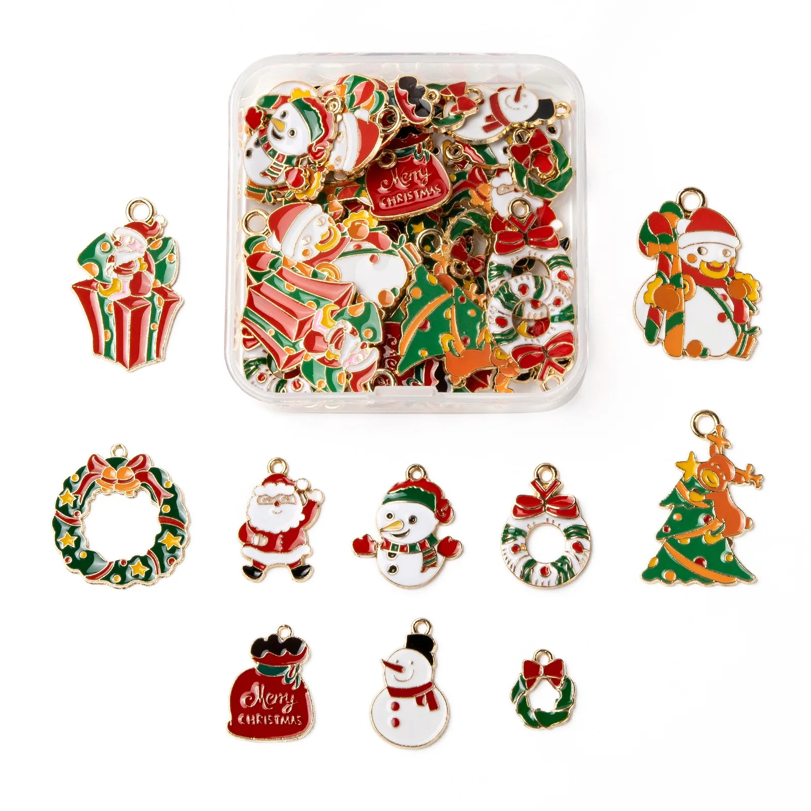 40 шт. 10 стилей Новогодние подвески из сплава с эмалью Рождественский венок с колокольчиком Рождественский олень/олень и Подарочная коробка ...
40 шт. 10 стилей Новогодние подвески из сплава с эмалью Рождественский венок с колокольчиком Рождественский олень/олень и Подарочная коробка ...