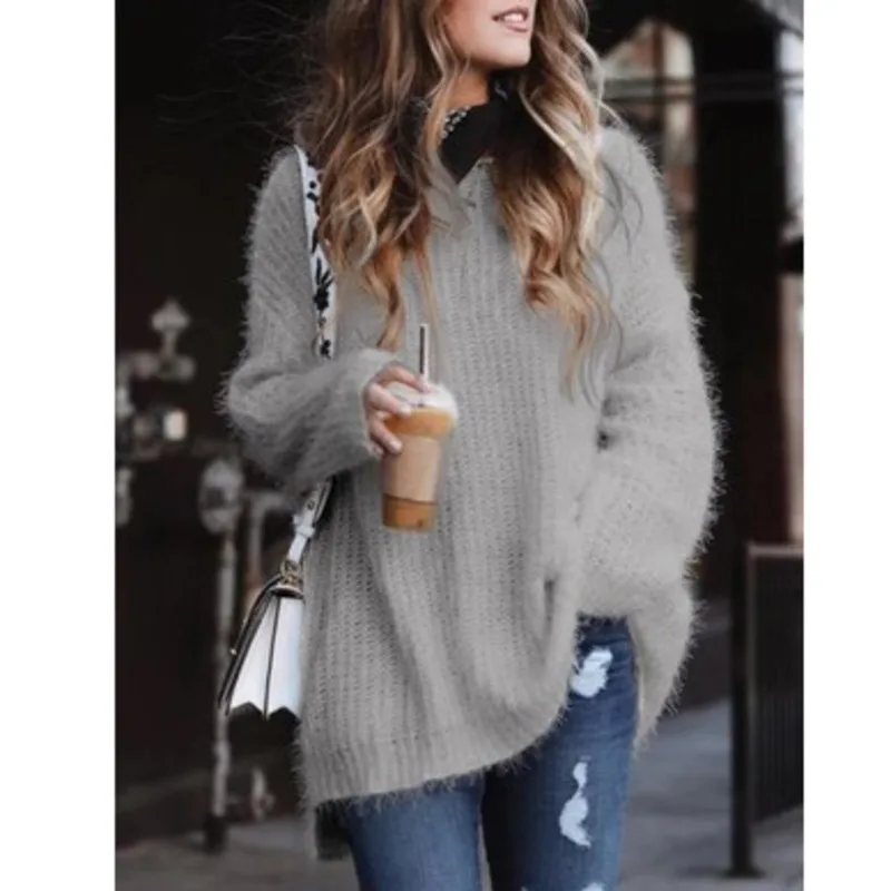 Ladies jacket round neck long sleeve loose pullover new solid color jacket short front and long back women's fleece sweater
Ladies jacket round neck long sleeve loose pullover new solid color jacket short front and long back women's fleece sweater