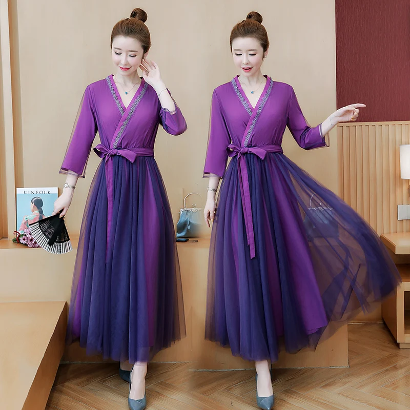 Летнее Новое Женское улучшенное длинное платье Hanfu в китайском стиле в стиле ретро со шнуровкой и длинными рукавами большого размера
Летнее Новое Женское улучшенное длинное платье Hanfu в китайском стиле в стиле ретро со шнуровкой и длинными рукавами большого размера
