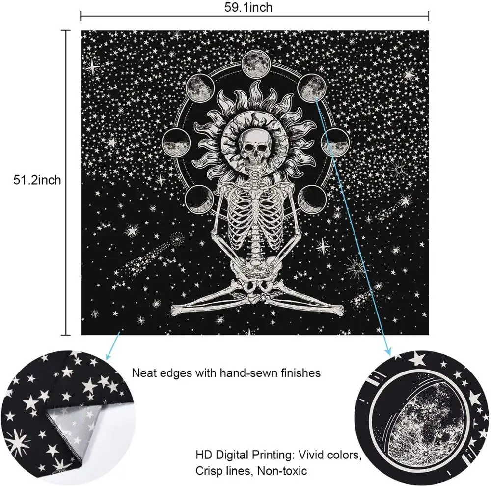 LUCKYYJ Skull Tapestry Meditation Skeleton Tapestry Chakra Tapestry Starry Tapestry Black and White Stars Tapestry for Room
LUCKYYJ Skull Tapestry Meditation Skeleton Tapestry Chakra Tapestry Starry Tapestry Black and White Stars Tapestry for Room