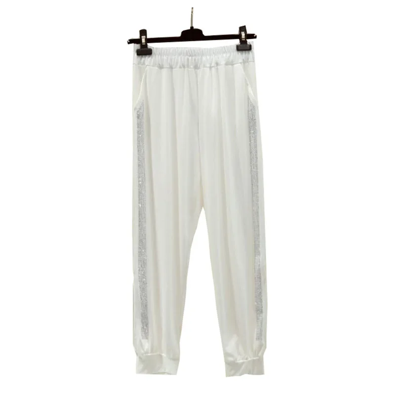 Casual Ice Silk Split Thin Wide Leg Pants Women Summer Loose Elastic High Waist Straight Pants hot drilling All-match Trousers
Casual Ice Silk Split Thin Wide Leg Pants Women Summer Loose Elastic High Waist Straight Pants hot drilling All-match Trousers