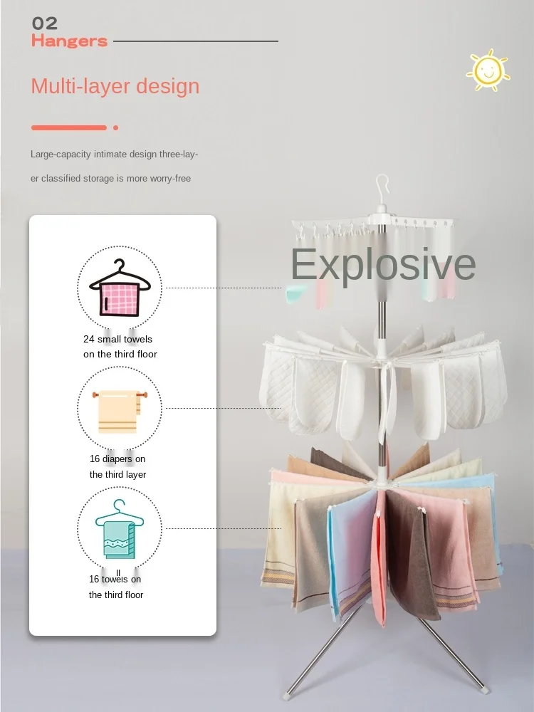 Baby's Indoor Clothes Hanger Floor Folding Multi-Functional Children's Towel Diaper Rack Stainless Steel Clothes Drying
Baby's Indoor Clothes Hanger Floor Folding Multi-Functional Children's Towel Diaper Rack Stainless Steel Clothes Drying