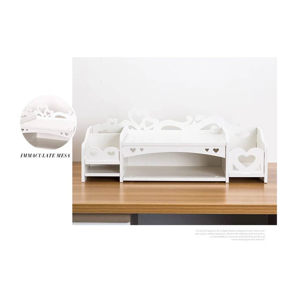 Wood Tabletop Organizer , Monitor Stand Laptop Desk Stand Small Riser Desk Stand