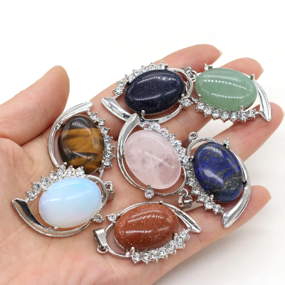 Natural stone Quartz Crystal Tiger Eye Blue Sand Stone Rose Quartzs Opal Charms Pendants for DIY jewelry making Size 25x40mm
Natural stone Quartz Crystal Tiger Eye Blue Sand Stone Rose Quartzs Opal Charms Pendants for DIY jewelry making Size 25x40mm