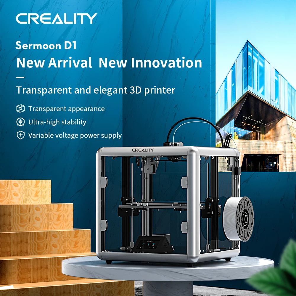 3D принтер Sermoon D1 FDM, полузакрытый, двойная ось Z, с цветным сенсорным экраном 4,3 дюйма, размер печати 280*260*310 мм
3D принтер Sermoon D1 FDM, полузакрытый, двойная ось Z, с цветным сенсорным экраном 4,3 дюйма, размер печати 280*260*310 мм