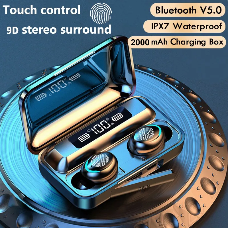 TWS Bluetooth 5.0 Earphones 2200mAh Charging Box Wireless Headphone 9D Stereo Sports Waterproof Earbuds Headsets With Microphone
TWS Bluetooth 5.0 Earphones 2200mAh Charging Box Wireless Headphone 9D Stereo Sports Waterproof Earbuds Headsets With Microphone