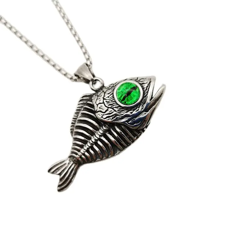 Gothetic Green eyes Piranha, ожерелье с подвеской в виде черепа, винтажное серебряное ожерелье из нержавеющей стали с черепом и рыбными костями BLKN0790
Gothetic Green eyes Piranha, ожерелье с подвеской в виде черепа, винтажное серебряное ожерелье из нержавеющей стали с черепом и рыбными костями BLKN0790