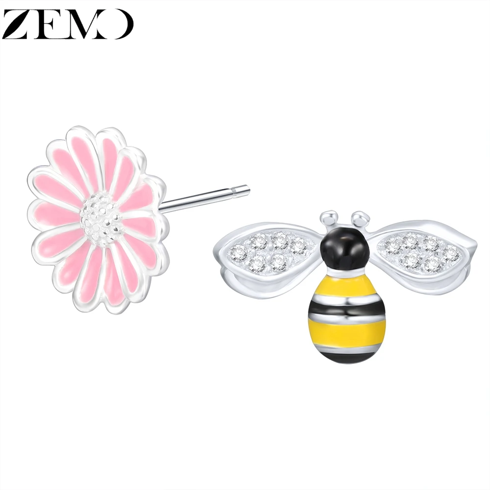 ZEMO 100% 925 Sterling Silver Sun flower Small Bee Asymmetrical Stud Earring for Women Kids' Cute Earring Girls Children Jewelry
ZEMO 100% 925 Sterling Silver Sun flower Small Bee Asymmetrical Stud Earring for Women Kids' Cute Earring Girls Children Jewelry