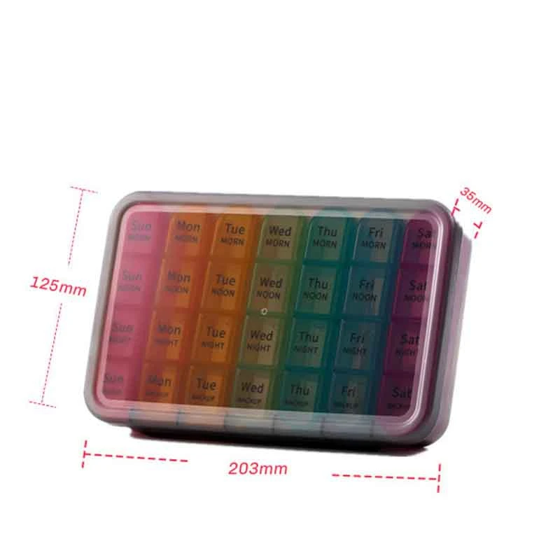 28 Slots Storage Box Portable Weekly Medication Pillbox 7 Days 4 Times a Day Pill Container Independent Pill Case Holder
28 Slots Storage Box Portable Weekly Medication Pillbox 7 Days 4 Times a Day Pill Container Independent Pill Case Holder