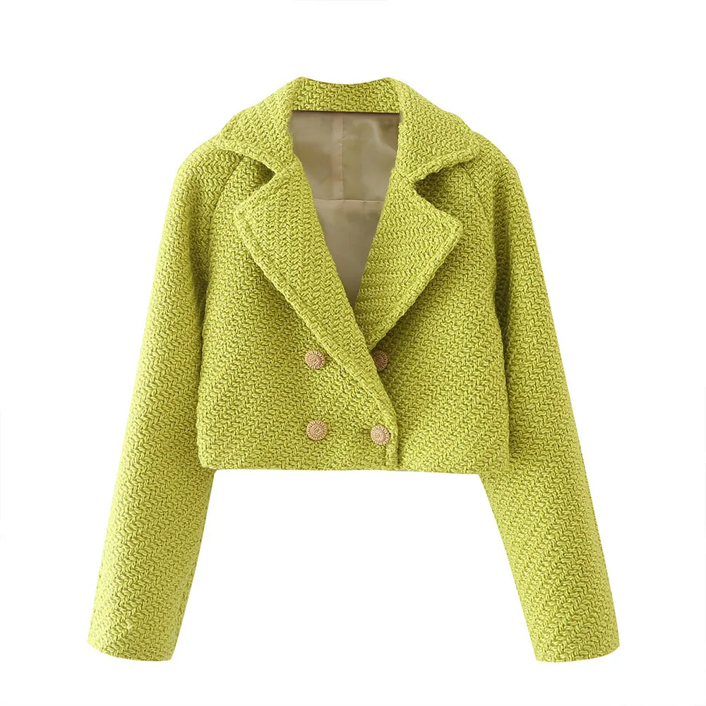 Женское двубортное пальто Za, винтажное шерстяное пальто с длинными рукавами и карманами, укороченный пиджак, 2021
Женское двубортное пальто Za, винтажное шерстяное пальто с длинными рукавами и карманами, укороченный пиджак, 2021