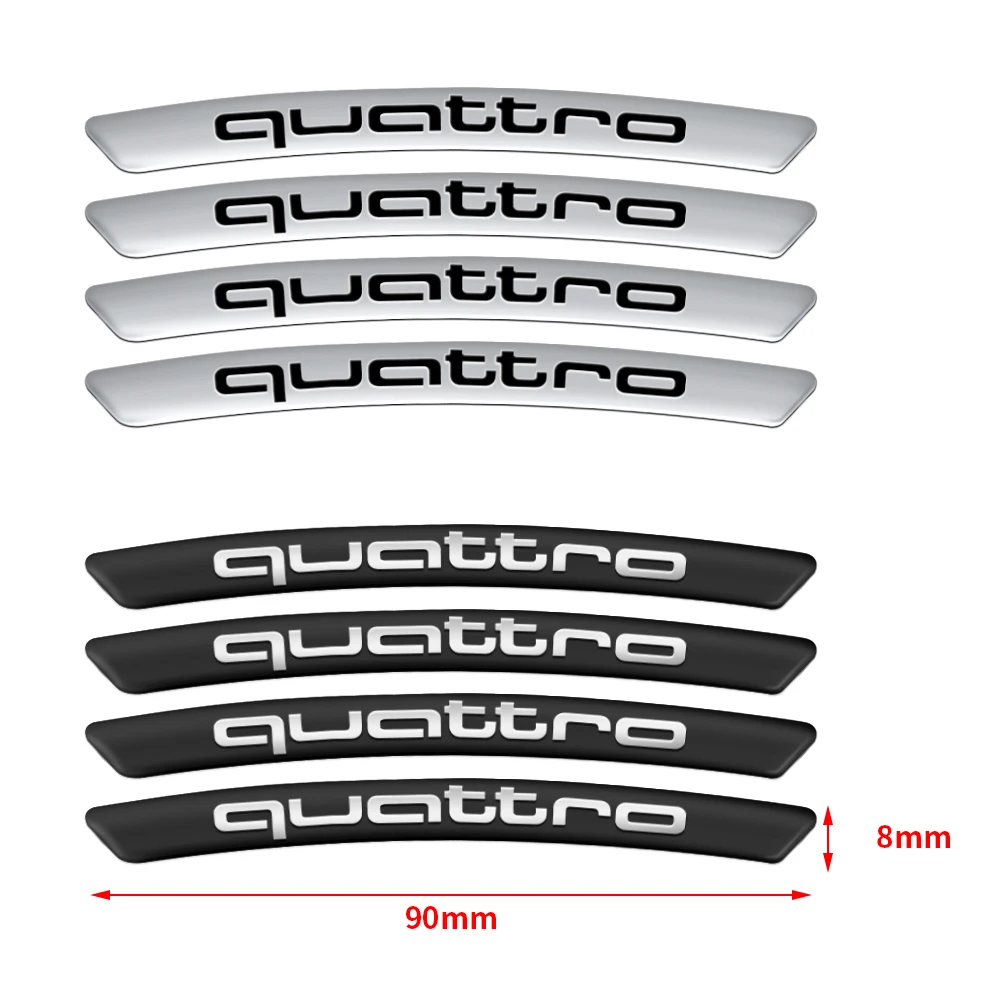 4 шт. наклейки в виде обода значки Quattro украшение автомобиля для Audi A3 8p 8v 8l A4 b8 b6 b9 b7