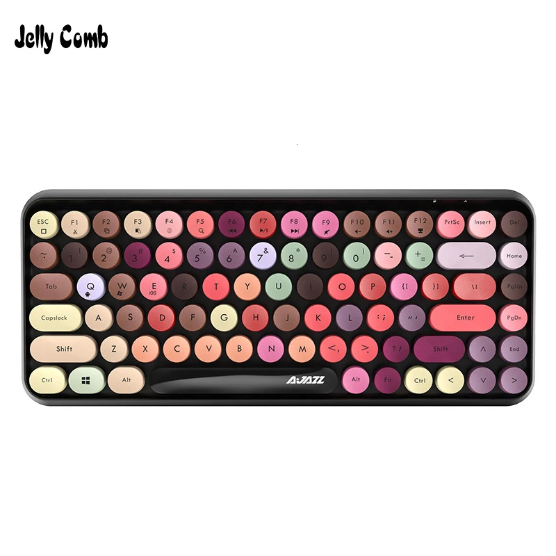 JellyComb Bluetooth клавиатура ретро круглая Keycap пластиковая панель красочная граница