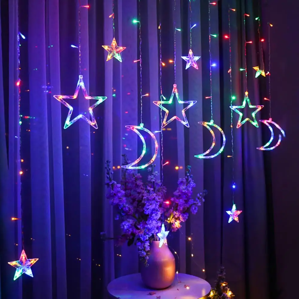 Moon Star Fairy String Light 8 Modes 3.5M Curtain light Festival Romantic String Lamp Garden 220V Durable Wedding Neon Lantern
Moon Star Fairy String Light 8 Modes 3.5M Curtain light Festival Romantic String Lamp Garden 220V Durable Wedding Neon Lantern