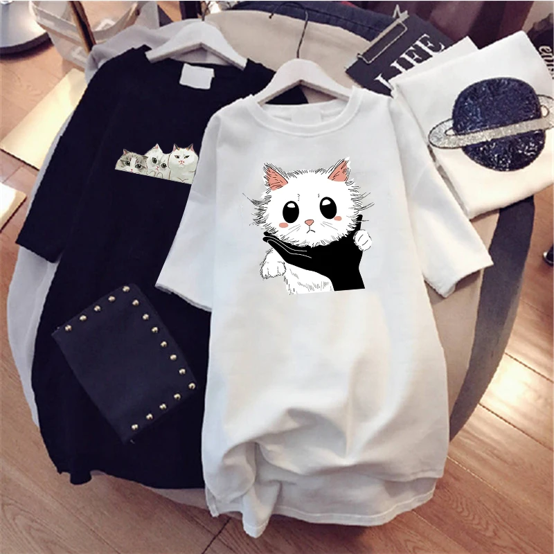 Cute Cat Print Women Plus Size Dress Short Sleeve O-Neck Summer Harajuku Loose Tshirt Dresses Femme Fashion Mini Streetwear
Cute Cat Print Women Plus Size Dress Short Sleeve O-Neck Summer Harajuku Loose Tshirt Dresses Femme Fashion Mini Streetwear